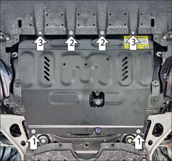 Защита картера двигателя, КПП. 2 мм, Сталь. для Mitsubishi Outlander IV 2022-2024, Motodor.71305