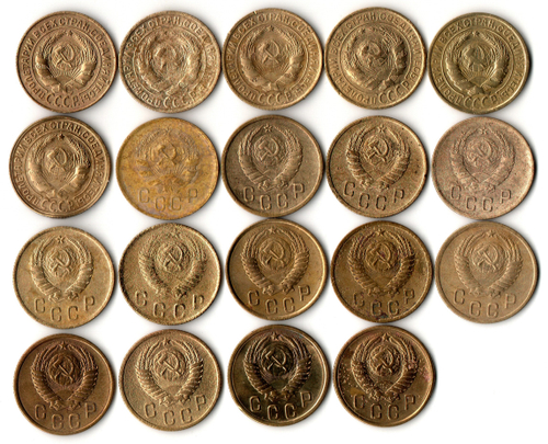 Набор монет 2 копейки 1926,28,30,32,34,35ст,36,37,38,40,46,49,50,52,53,54,55,56,57 (19 шт) (F-XF) (1)