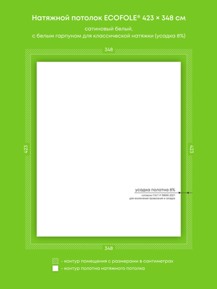 Сатиновый натяжной потолок 14.7 м2