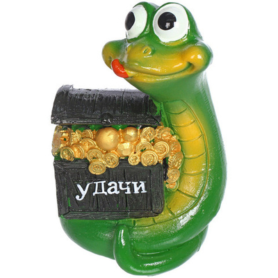 Фигурка новогодняя «Змейка с золотым сундуком» 7*5*11 см, микс