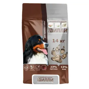 Сухой корм Дилли для взрослых собак с индейкой и рисом