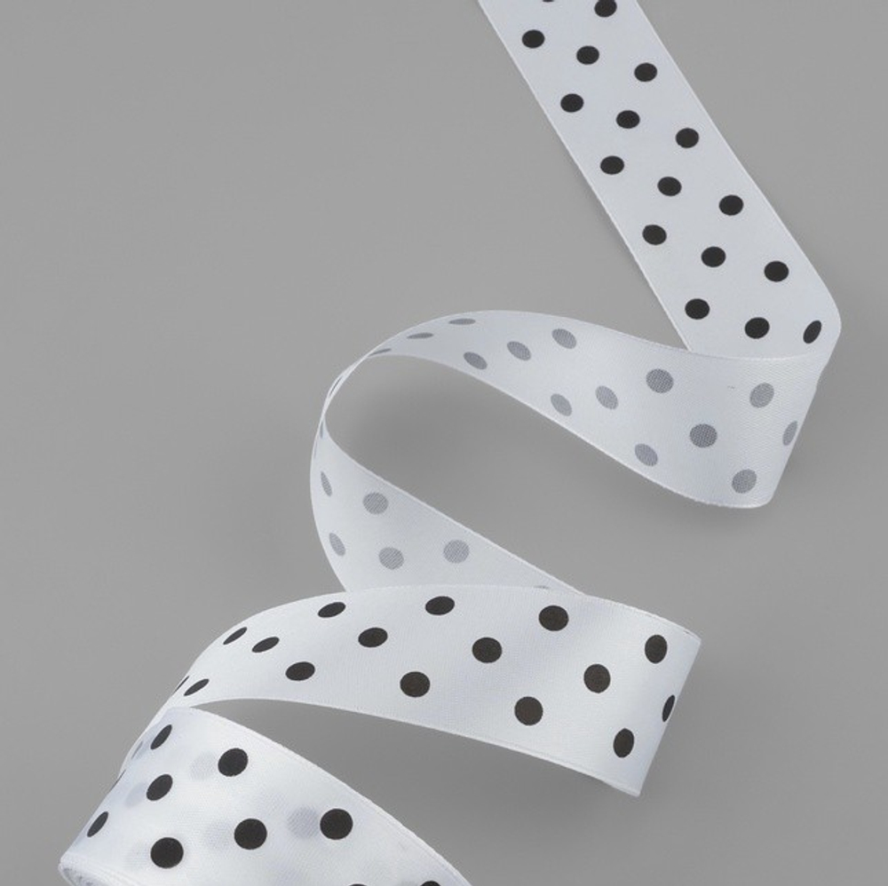 Атласная лента в горошек 40 мм