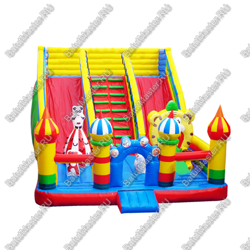 Надувной батут "Приключение зверят", 10*5*6 м