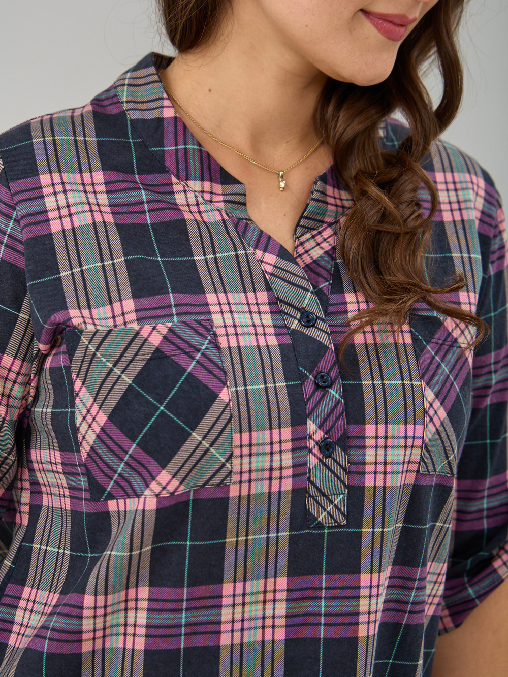 Блузка БЛ-131/клетка-баклажан