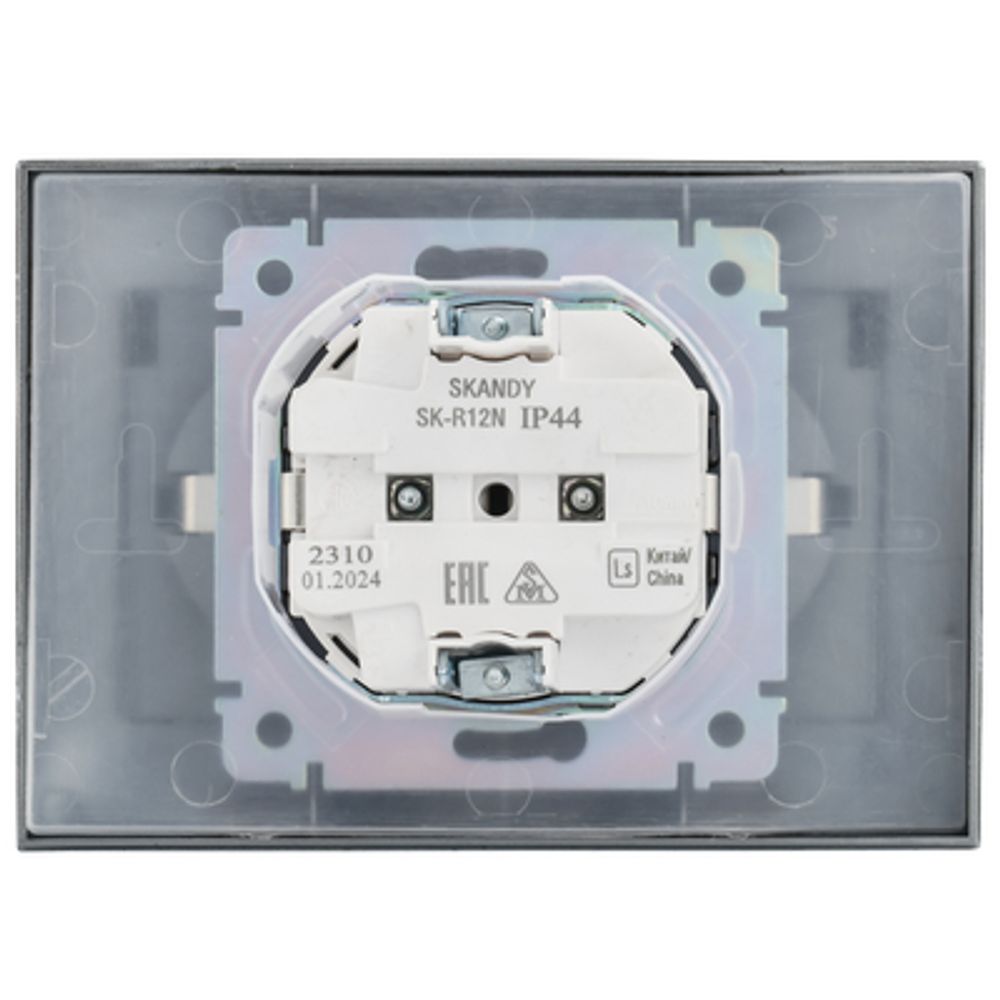 SKANDY Розетка 2-местная и крышкой 16А в сборе IP44 SK-R12N металл никель IEK