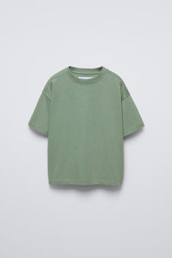 ZARA ОДНОТОННАЯ ФУТБОЛКА, СВЕТЛО-ЗЕЛЕНЫЙ