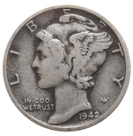 1 дайм (10 центов) 1942. (D) США VF (Меркурий) Серебро