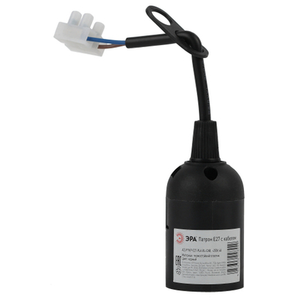 Патрон ЭРА Е27 с клеммной колодкой пластиковый черный