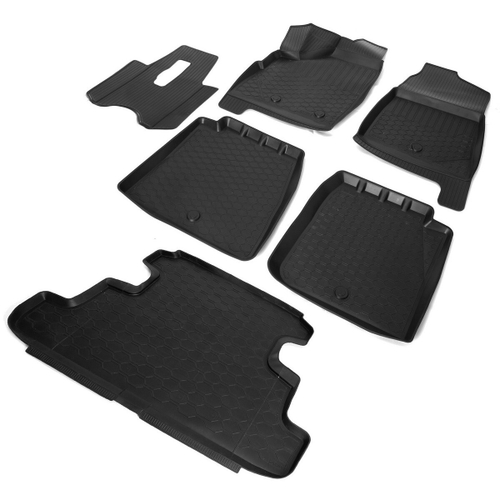 Коврики в салон и багажник автомобиля (комплект) Rival для ВАЗ 2131 (4x4) 5-дв. 1993-2019, полиуретан, с крепежом, 6 частей, K16005002-3
