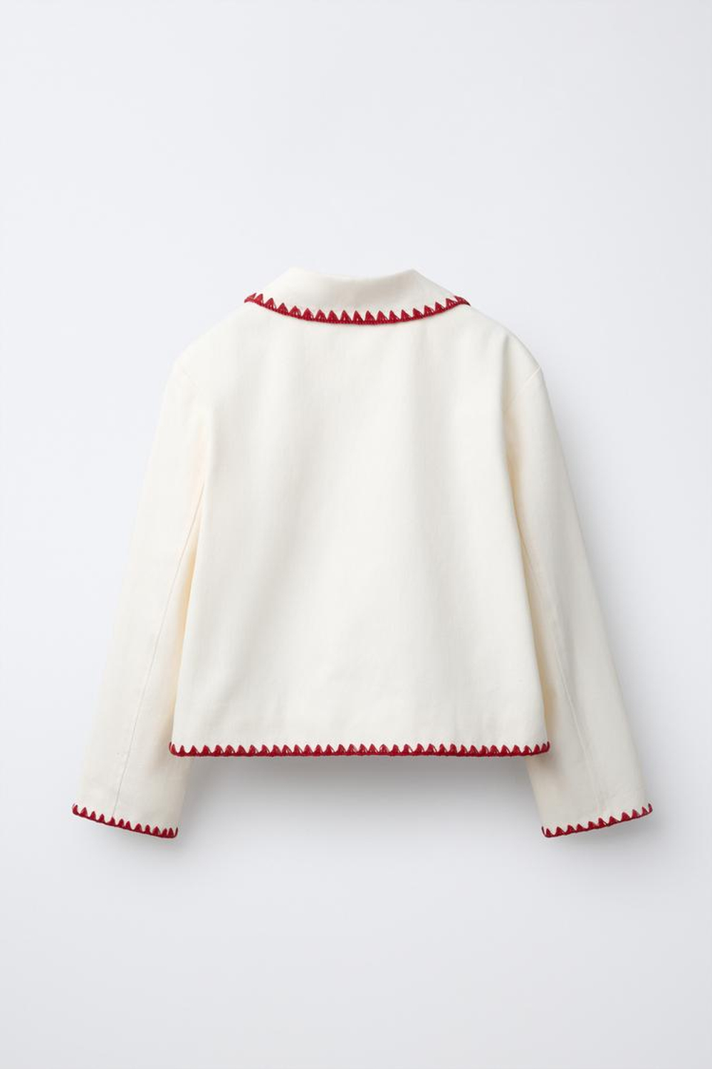 ZARA КУРТКА WORKER С ВЫШИВКОЙ, ЭКРЮ/КРАСНЫЙ