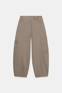ZARA БРЮКИ КАРГО GLOBO, СЕРО-КОРИЧНЕВЫЙ