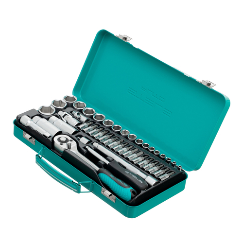 Набор торцевых головок с трещоткой, 1/4"и 3/8", 44 предмета Stels