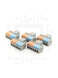 Клеммы для проводов, 2 на 6 контактов, 0.08-2.5(4.0)мм, 32А (5 шт.)