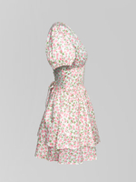 Платье AiZmode 11 короткое в цветок со шнуровкой на спине и пышной юбкой