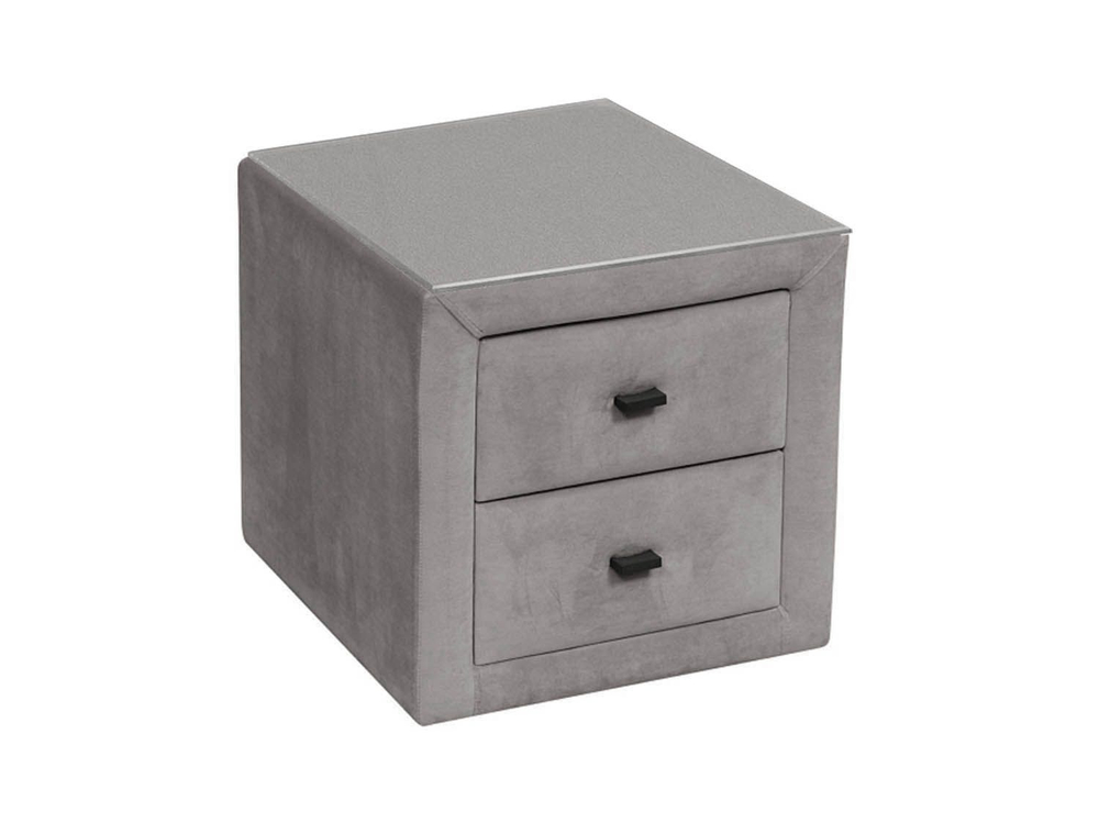 06.34-01 тумба прикроватная со стеклом Гамма велюр грей