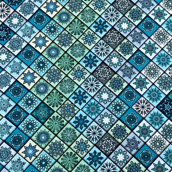 МАРРАКЕШ, БИРЮЗОВАЯ ЗВЕЗДА, отрез 80 см, 100% хлопок Handmade Fabrics 1