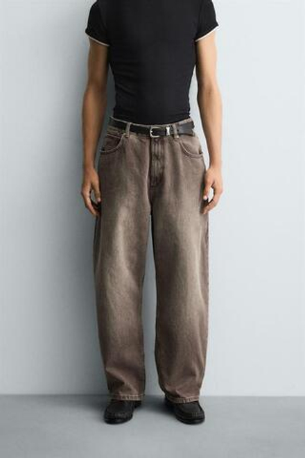 ZARA ДЖИНСЫ BAGGY FIT, КОРИЧНЕВЫЙ
