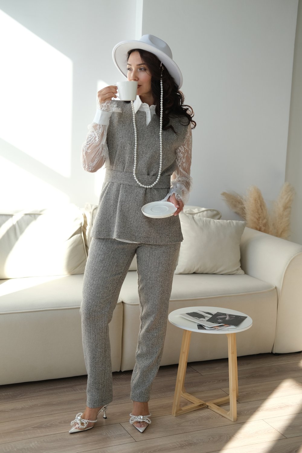 Брюки зауженные из шерсти