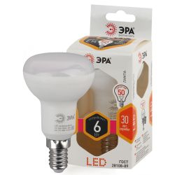 Лампочка светодиодная ЭРА STD LED R50-6W-827-E14 Е14 / Е14 6Вт рефлектор теплый белый свет | Лампы cветодиодные Рефлектор (R )