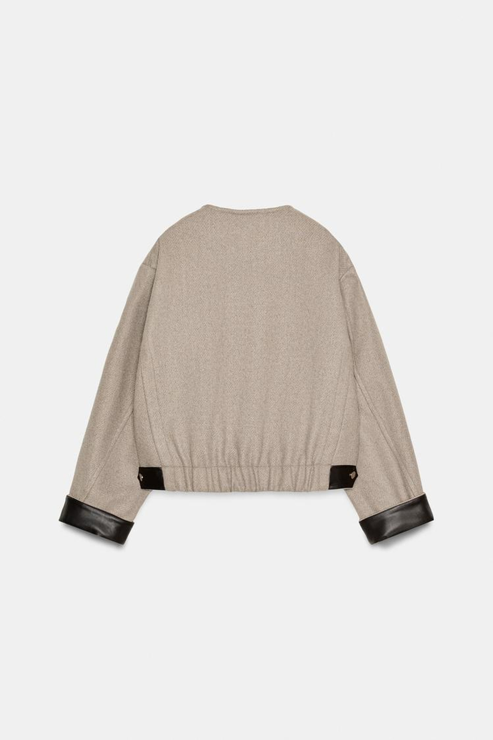 ZARA БОМБЕР С ОТДЕЛКОЙ ИЗ ИСКУССТВЕННОЙ КОЖИ, ПЕСОЧНЫЙ