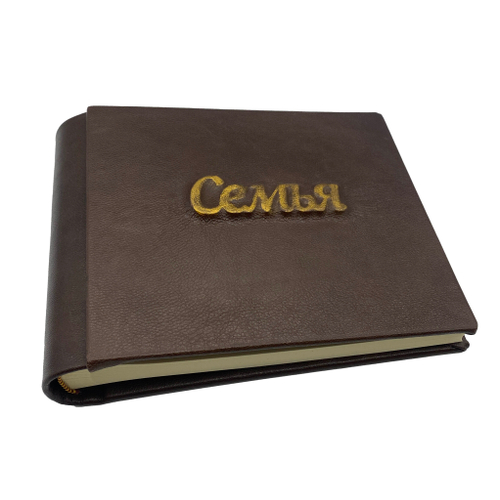Фотоальбом из натуральной кожи "Семья" - золото
