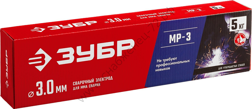 ЗУБР Д 3.0 х 350 мм, 5 кг в коробке, МР-3 рутиловый, Электрод сварочный (40015-3.0)