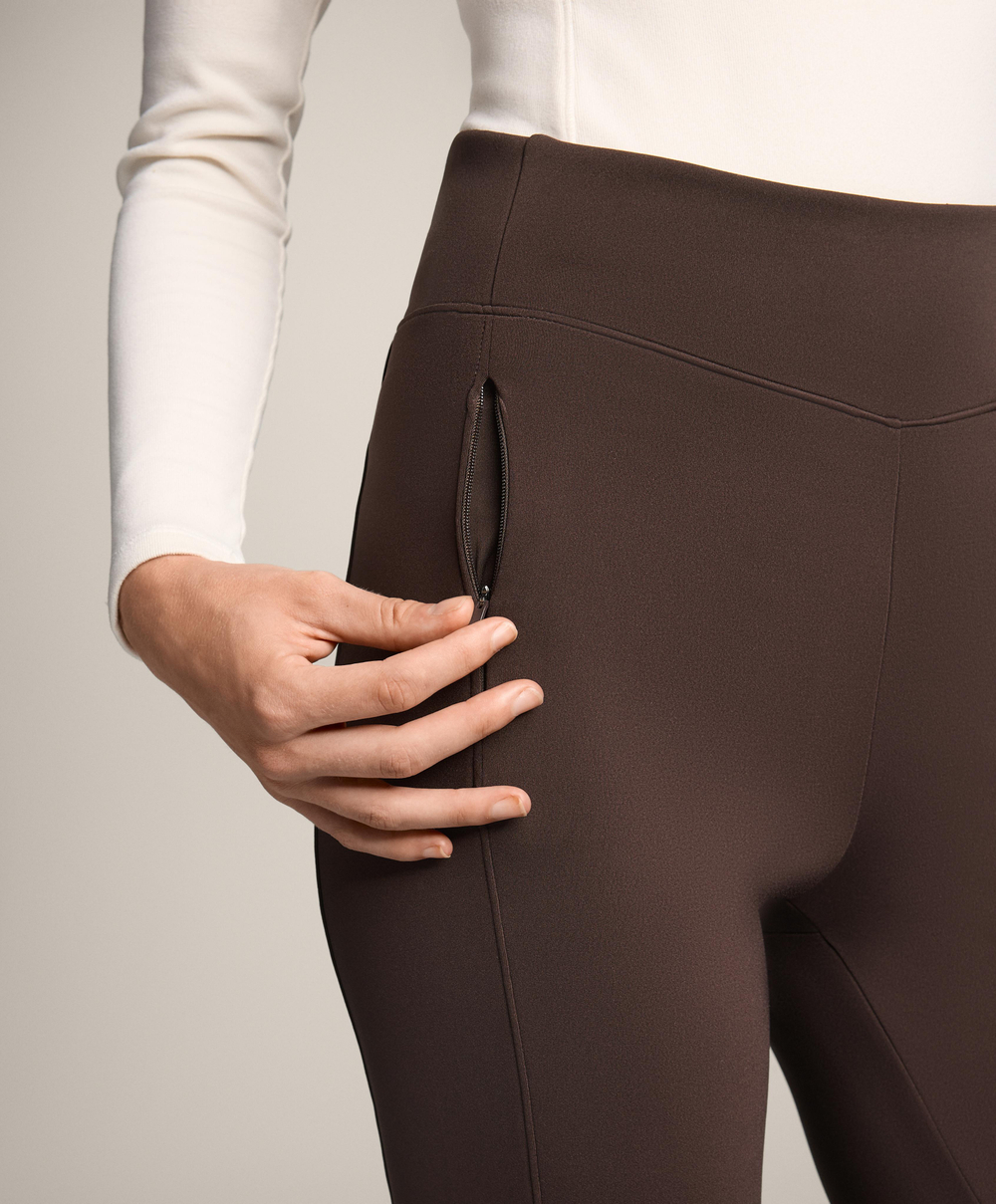 OYSHO Теплые расклешенные брюки с высокой посадкой и карманами, коричневый