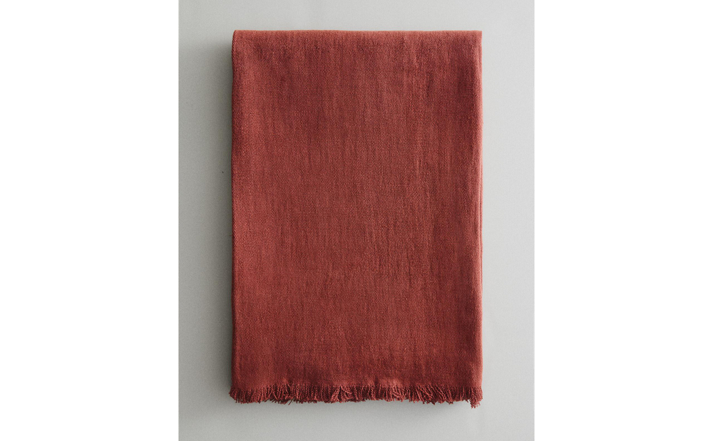 Zara Home плед из льна, терракотовый, 140x190 см
