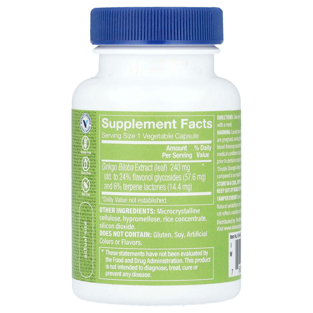 The Vitamin Shoppe, Экстракт гинкго билоба, двойная сила действия, 240 мг, 60 растительных капсул