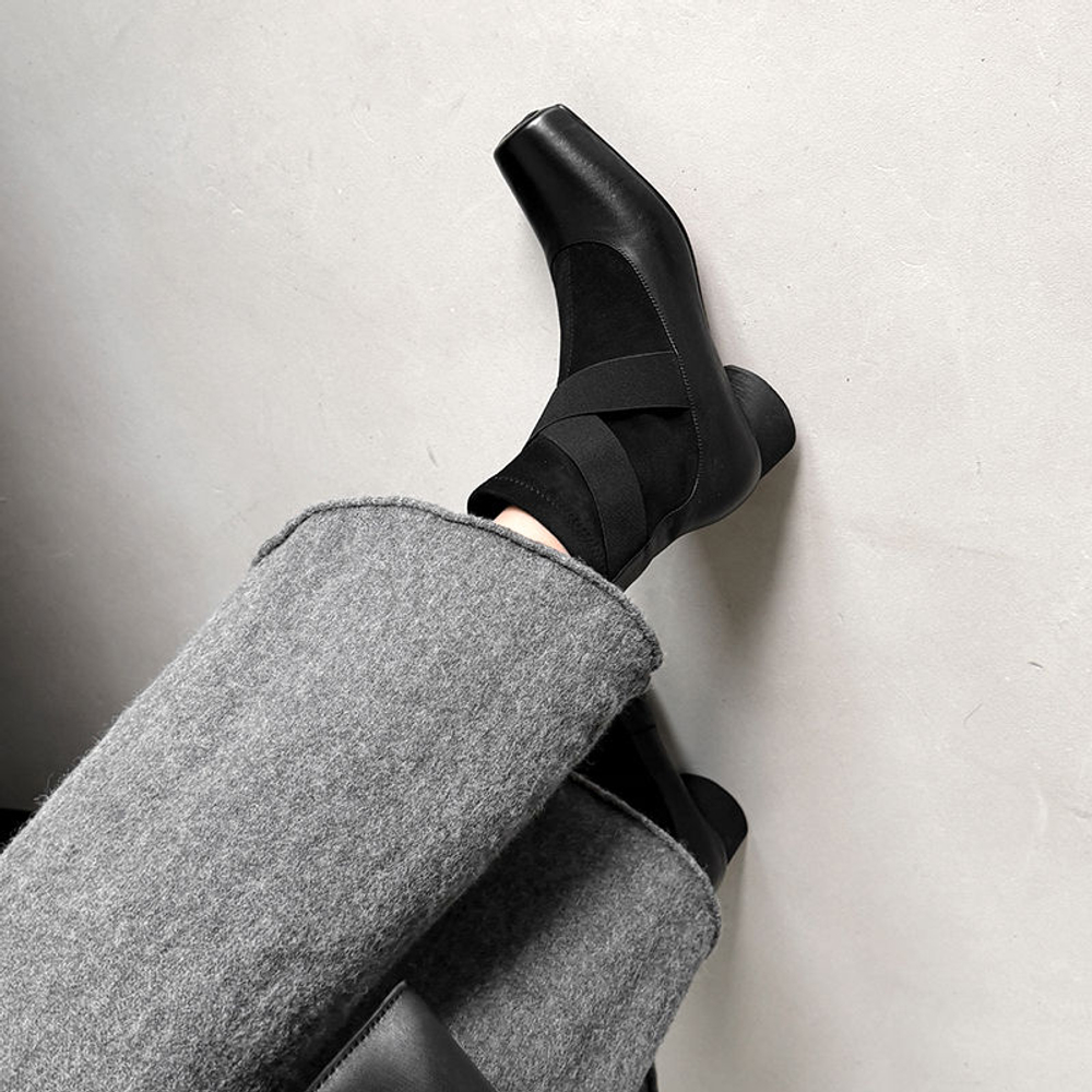 XIAOAJUE Top Grain Cow Leather Ankle Boots 4.5cm Women"s