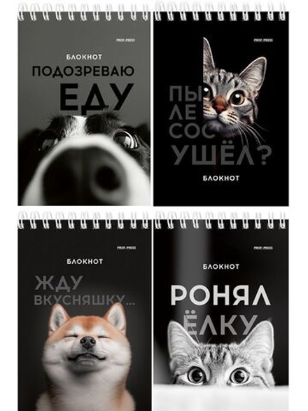 Блокнот А6  40л гребень "Смешные питомцы" клетка