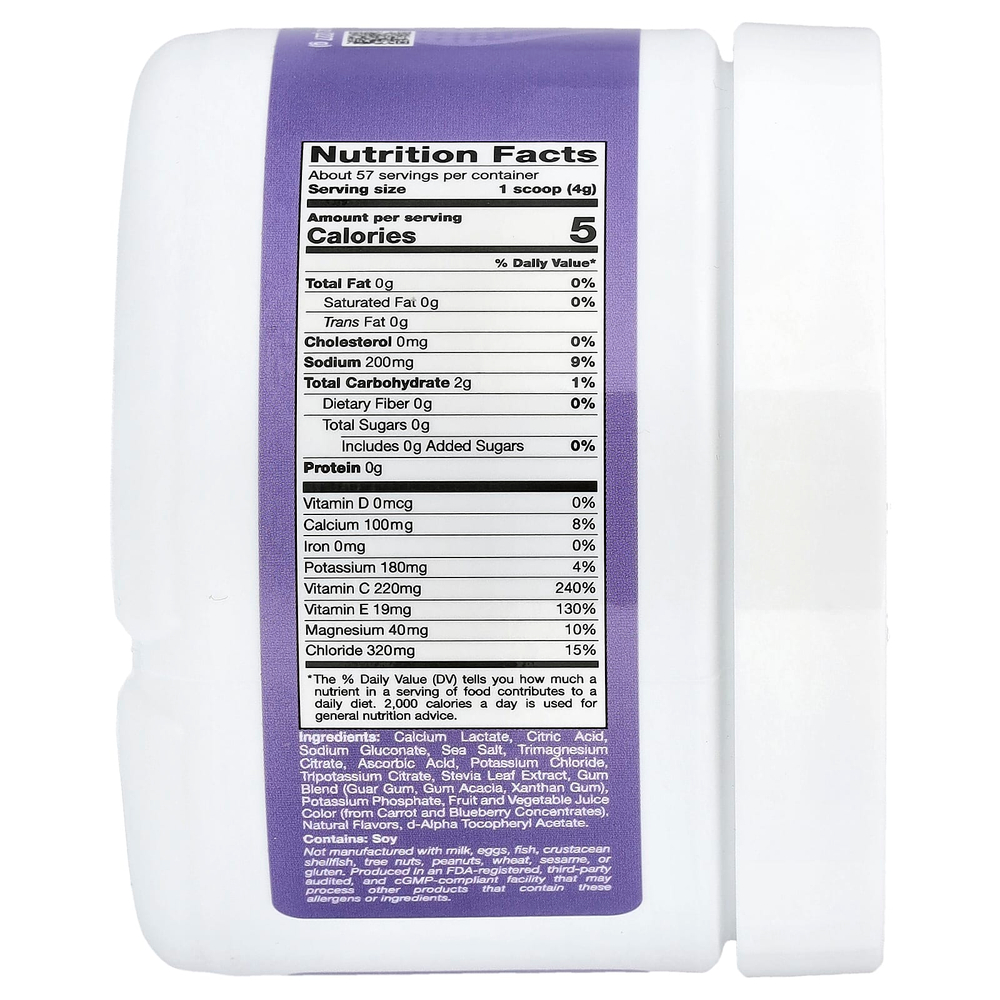 California Gold Nutrition, HydrationUP®, смесь для приготовления электролитического напитка с кальцием, калием, витамином C и витамином E, со вкусом винограда, 227 г (8 унций)