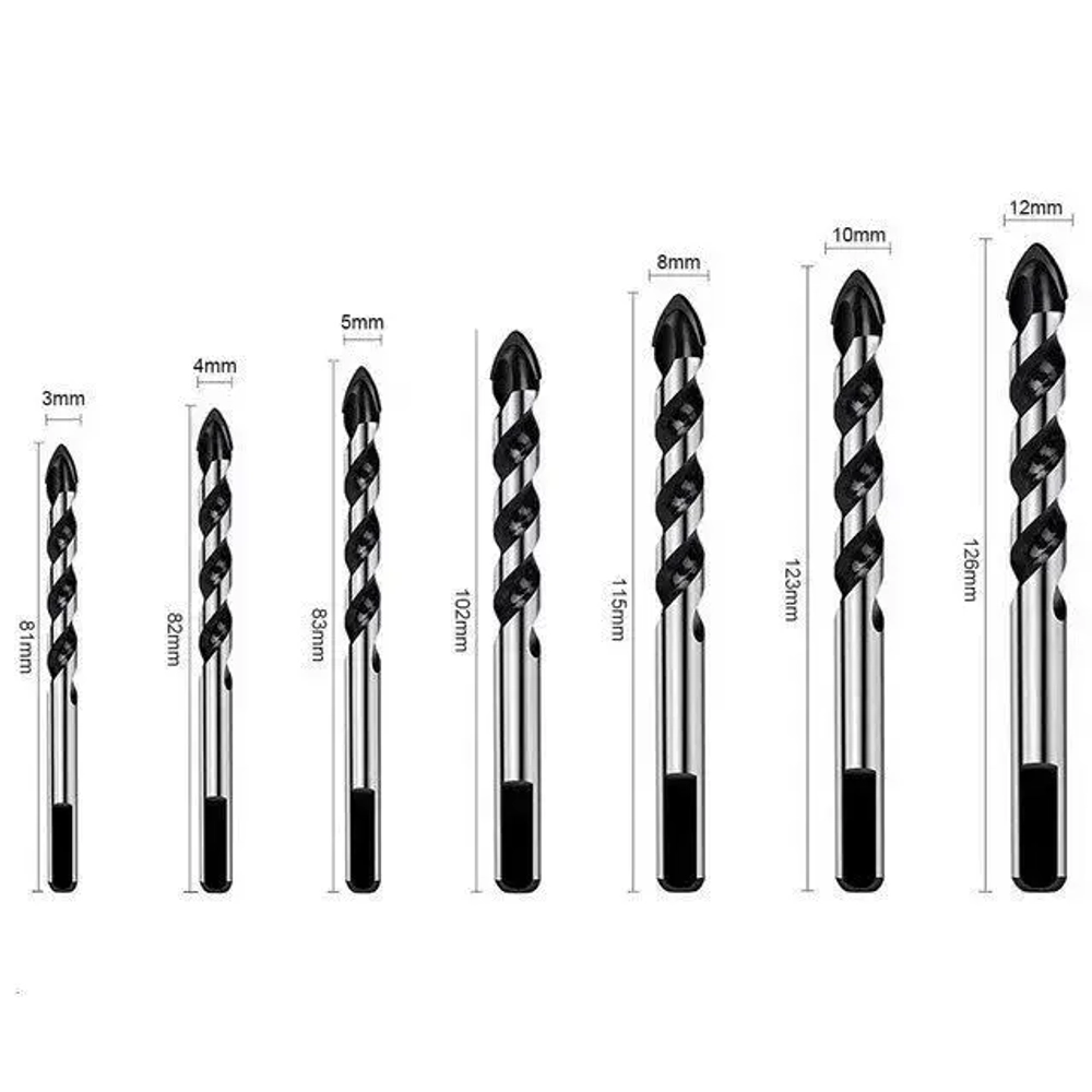 Свёрла по плитке, керамограниту,керамике набор из 7 шт