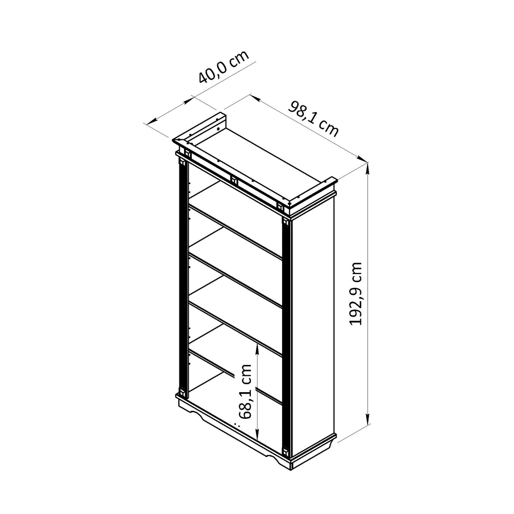 Книжный шкаф стеллаж белый с полками Харви из массива сосны
