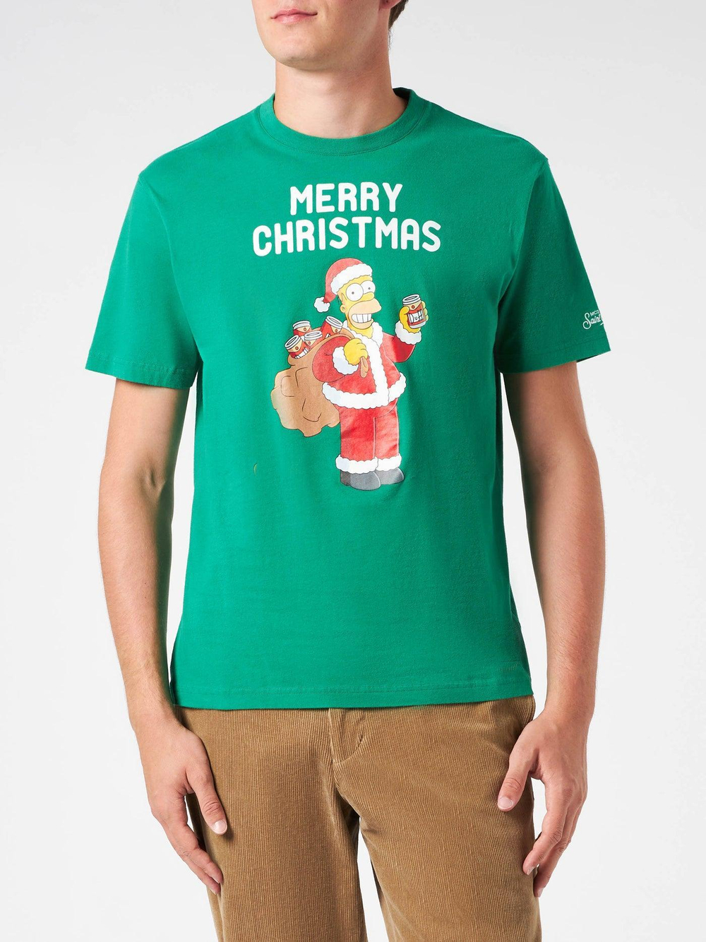 Футболка Saint Barth MERRY HOMER зеленая симсон
