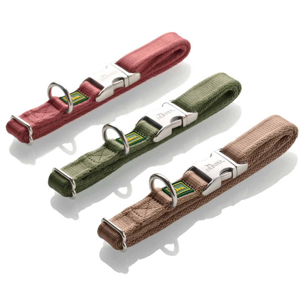 Hunter ошейник для собак ALU-Strong Inari нейлон с металлической застежкой, оливковый