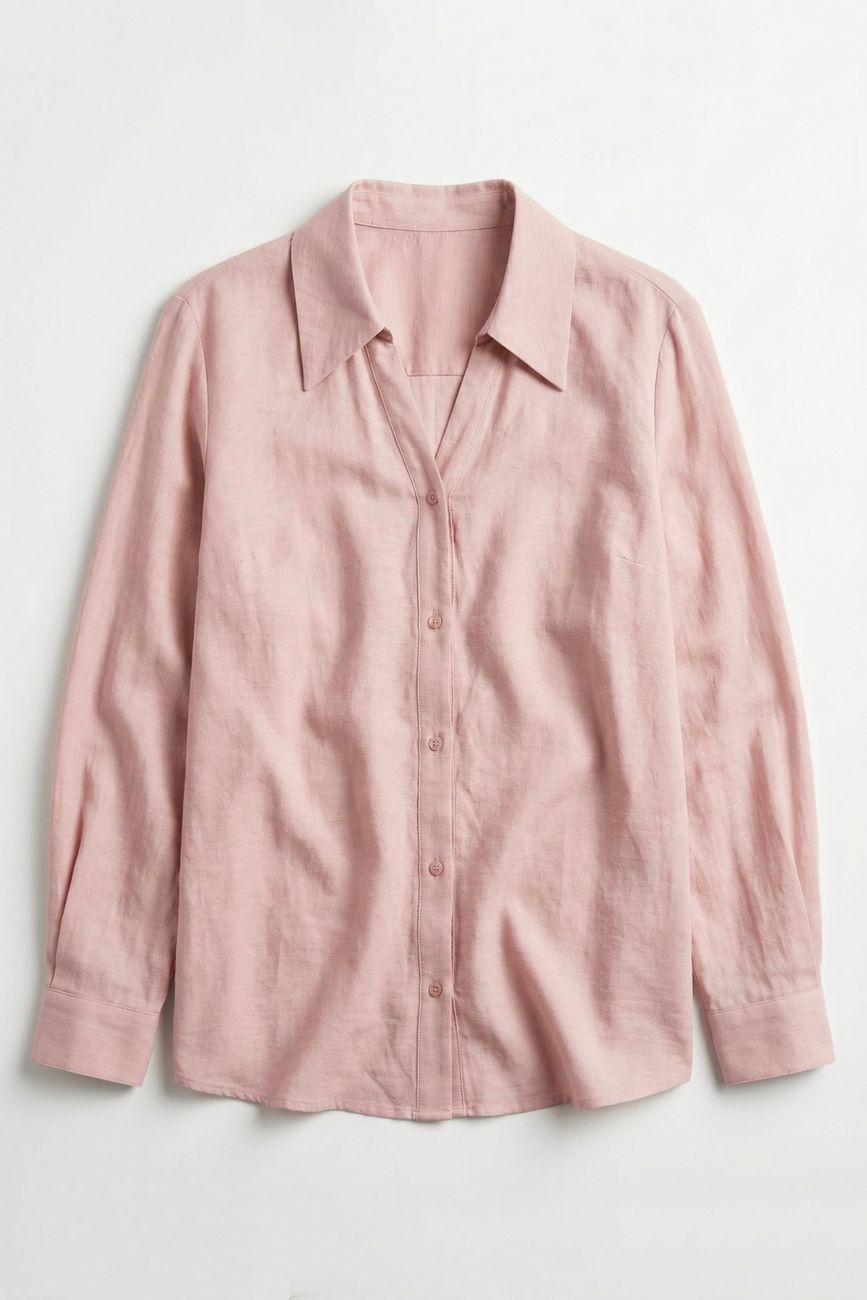 Блузка с отложным воротником, пудра