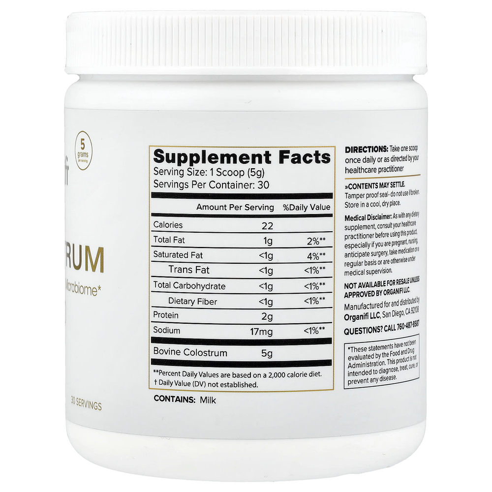 Organifi, молозиво, без добавок, 150 г (5,29 унции)