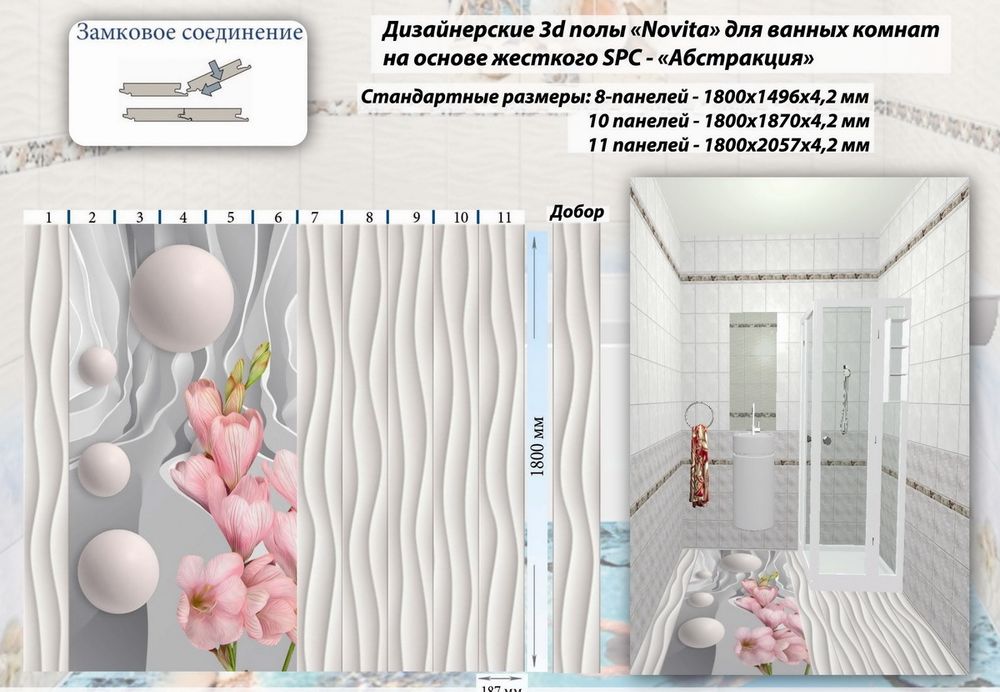 3D полы для ванных комнат Novita &quot;Абстракция&quot;
