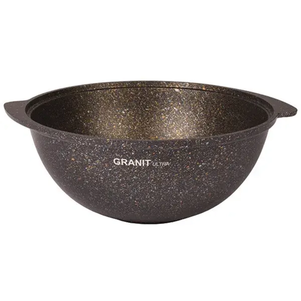 Казан для плова 4,5л со стекл. крышкой, АП линия «Granit ultra» (black-gold)