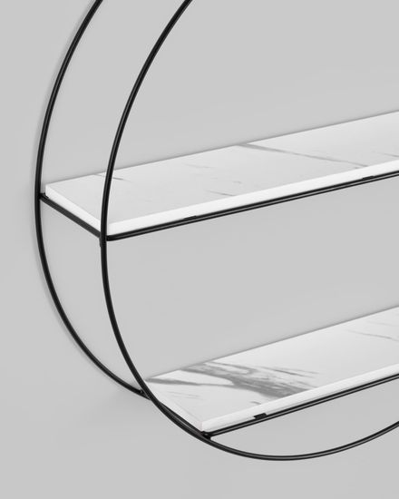 Полка Luna черная белый мрамор