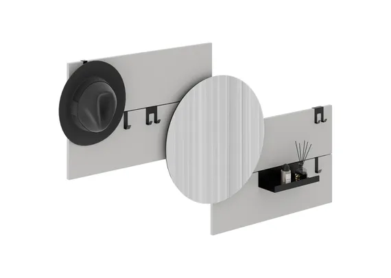 Вешалка Stripe M горизонтальная с зеркалом D 60 см (светло-серый)