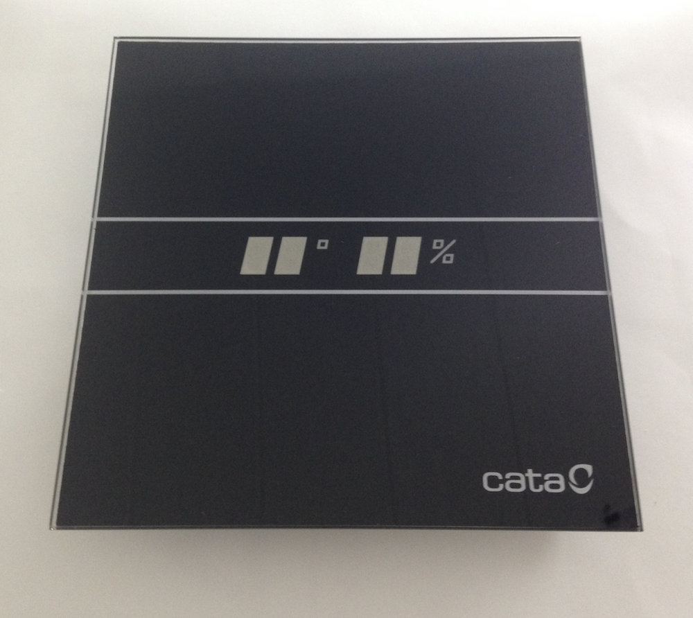 Накладной вентилятор Cata E 100 GTH Bk Black черный (Влажность, таймер, термометр, дисплей) + обратный клапан