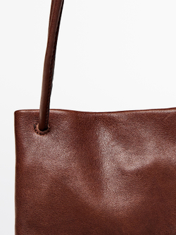 Massimo Dutti Сумка через плечо из кожи наппа, коричневый