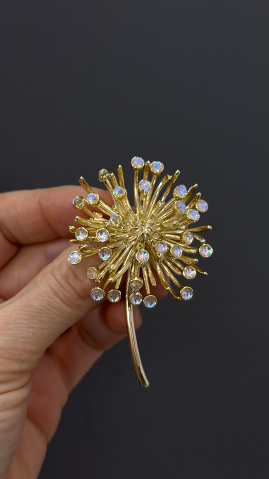 Брошь подвеска "Одуванчик", оттенок золото