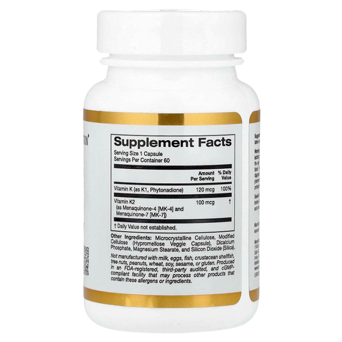 California Gold Nutrition, комплекс витаминов группы K, 60 растительных капсул