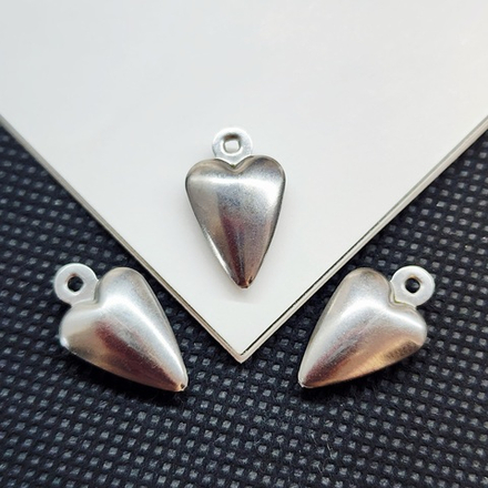 Подвеска сердце удлинённое, сталь, 18мм, штучно