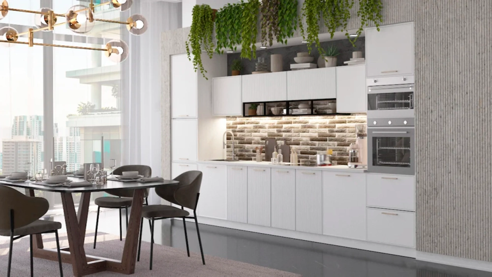 Кухня «Неста» с матовым покрытием PET-PREMIUM (фасады 19 мм, рамочная фрезеровка)