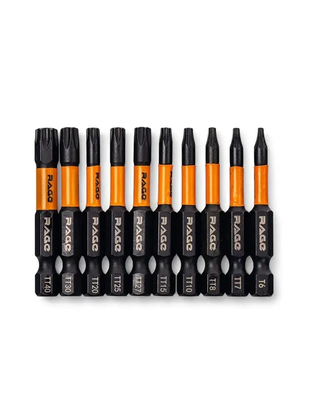 Набор бит торсионных IMPACT S2 TORX T6, TT7 - TT40 x 50 мм 10 шт RAGE by VIRA
