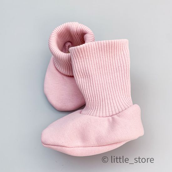 Пинетки "Simple" из футера с начесом, Нежно-розовые